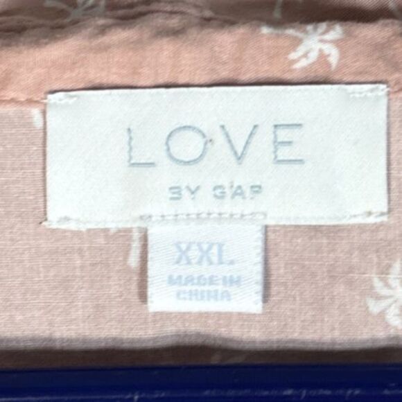 Love By Gap 2 Piece Pajama Set Women Size XXL Blush Pink Palm Tree AOP Tropical - Picture 7 of 16